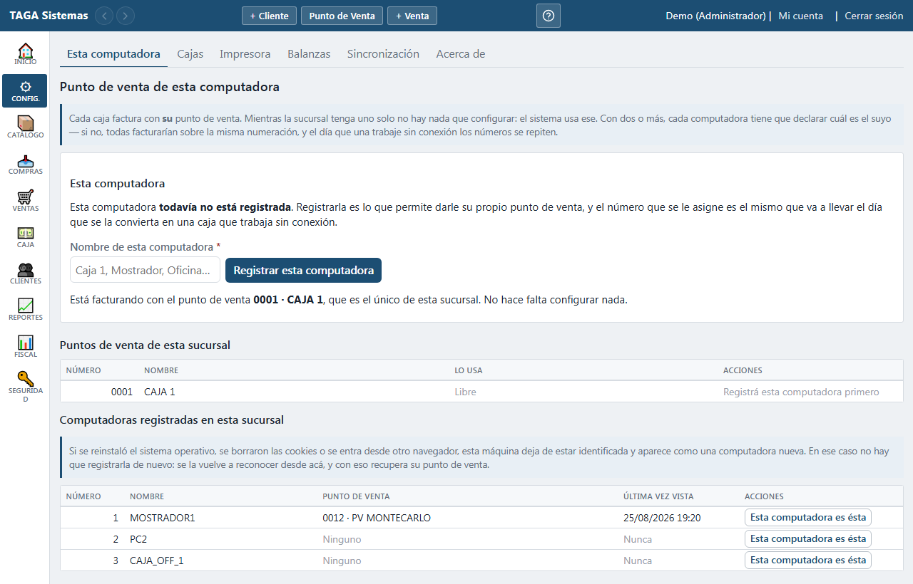 La configuración de balanzas de TAGA